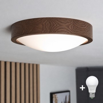 Brilagi - LED таванно осветително тяло CARVALHO SLIM 1xE27/15W/230V дъб орех Ø 27 см