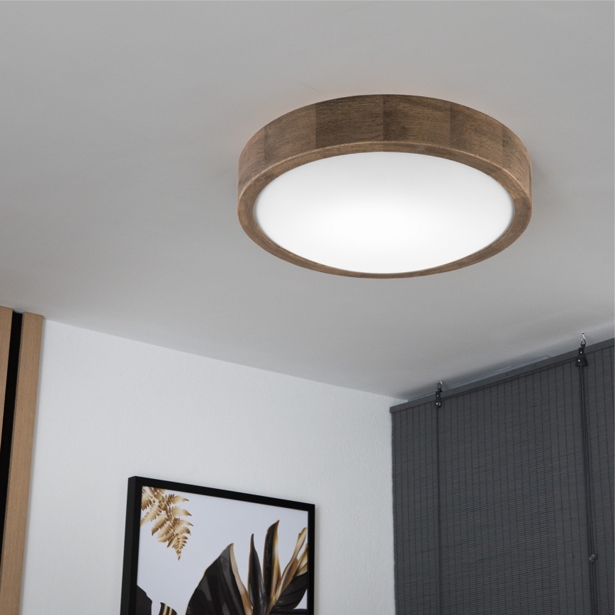 Brilagi - LED таванно осветително тяло CARVALHO SLIM 1xE27/15W/230V дъб орех Ø 27 см