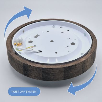 Brilagi - LED таванно осветително тяло CARVALHO SLIM 1xE27/15W/230V дъб орех Ø 27 см
