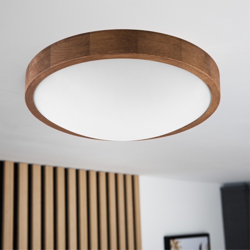 Brilagi - LED таванно осветително тяло CARVALHO SLIM 2xE27/15W/230V, дъб/череша, диаметър 37 см