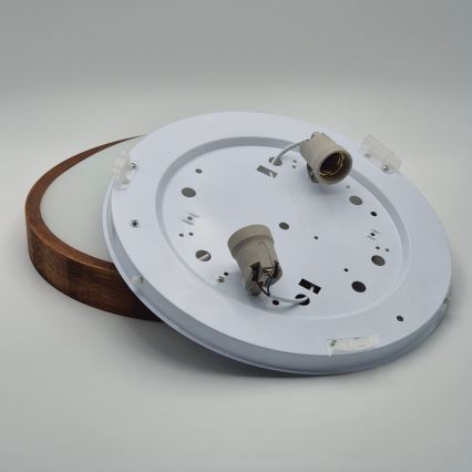 Brilagi - LED таванно осветително тяло CARVALHO SLIM 2xE27/15W/230V, дъб/череша, диаметър 37 см