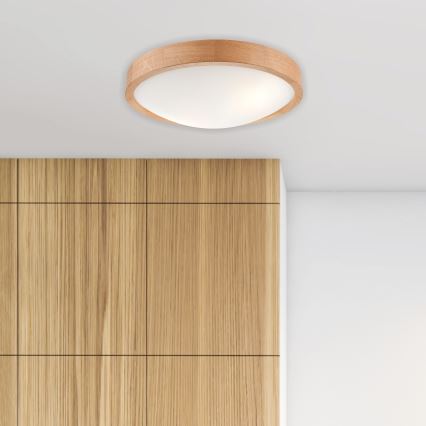 Brilagi - LED таванно осветително тяло CARVALHO SLIM 2xE27/15W/230V дъб, диаметър 37 см