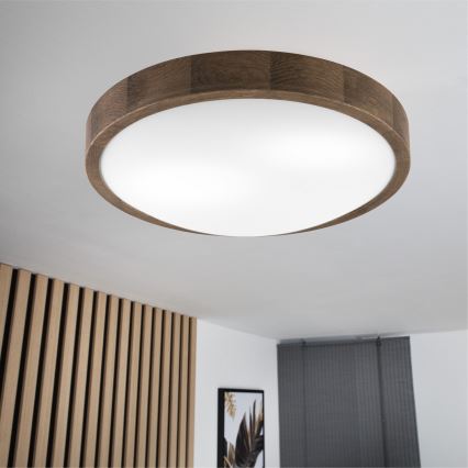 Brilagi - LED таванно осветително тяло CARVALHO SLIM 2xE27/15W/230V дъб/орех, диаметър 37 см