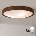 BRILAGI - LED таванно осветително тяло CARVALHO SLIM 3xE27/15W/230V, дъб/орех, Ø 47 см