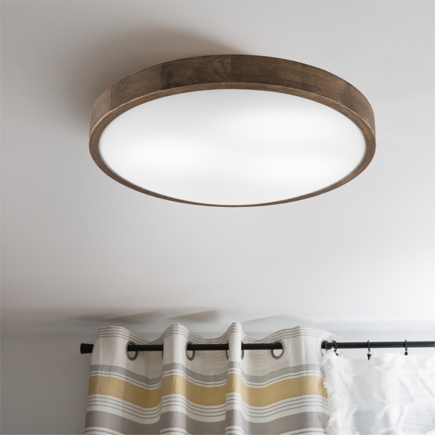 Brilagi - LED таванно осветително тяло CARVALHO SLIM 3xE27/15W/230V, дъб/орех, Ø 47 см