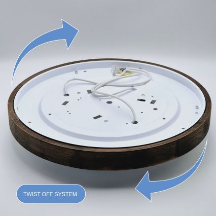 Brilagi - LED таванно осветително тяло CARVALHO SLIM 3xE27/15W/230V, дъб/орех, Ø 47 см