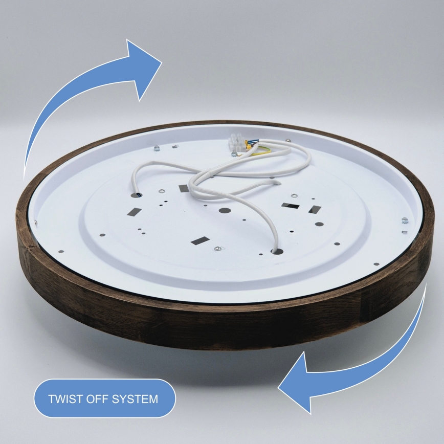 Brilagi - LED таванно осветително тяло CARVALHO SLIM 3xE27/15W/230V, дъб/орех, Ø 47 см