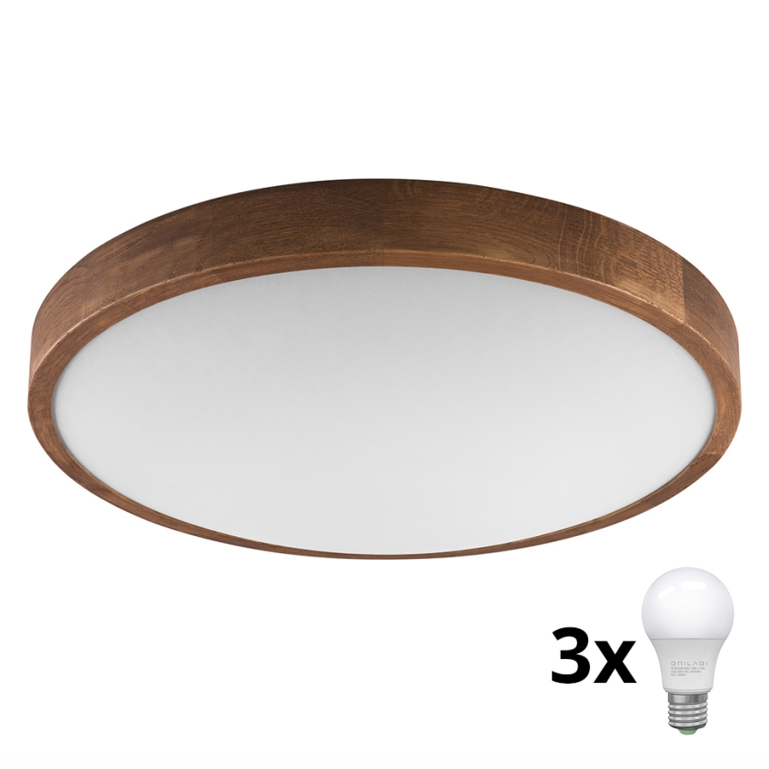 Brilagi - LED таванно осветително тяло CARVALHO SLIM 3xE27/60W/230V дъб череша Ø 47 см