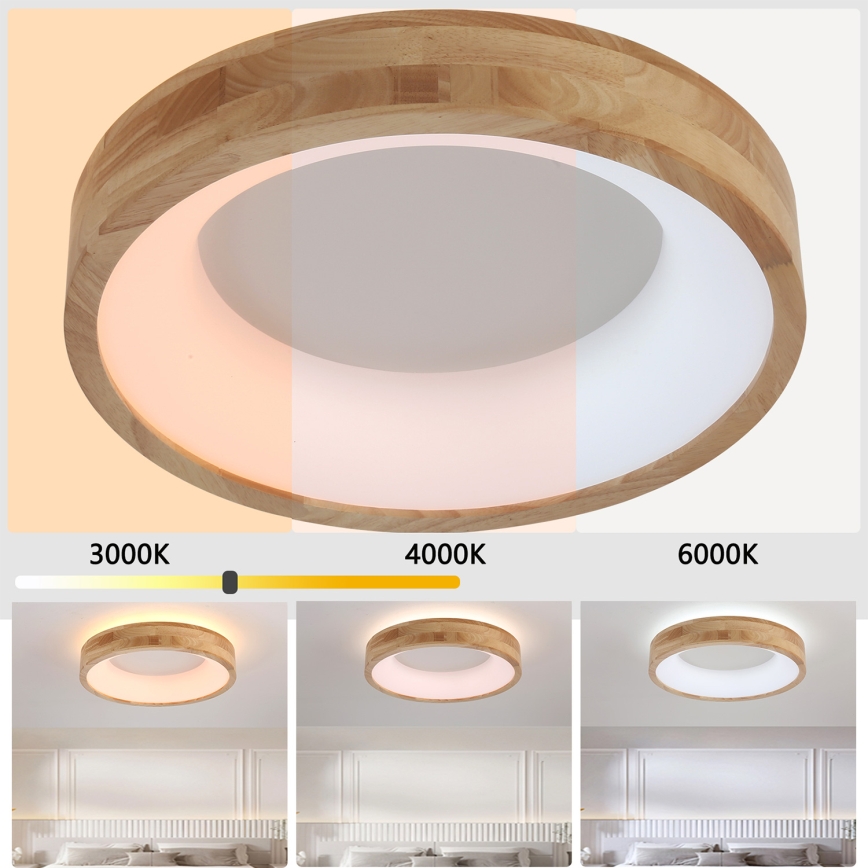 Brilagi - LED таванно осветително тяло FALCON WOOD LED/30W/230V 3000/4000/6000K Ø 45 cm дърво