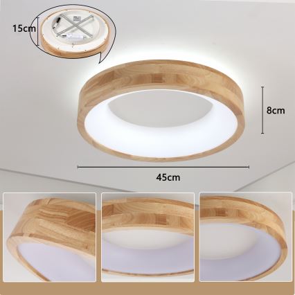 Brilagi - LED таванно осветително тяло FALCON WOOD LED/30W/230V 3000/4000/6000K Ø 45 cm дърво