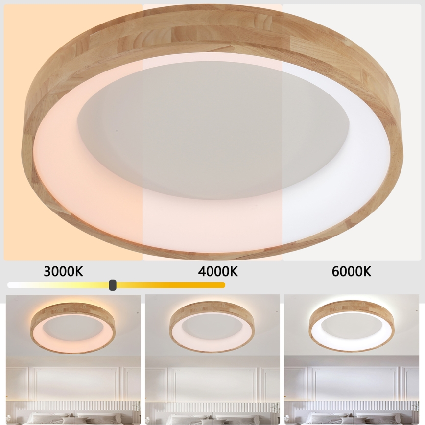 Brilagi - LED таванно осветително тяло FALCON WOOD LED/40W/230V 3000/4000/6000K Ø 60 cm дървено