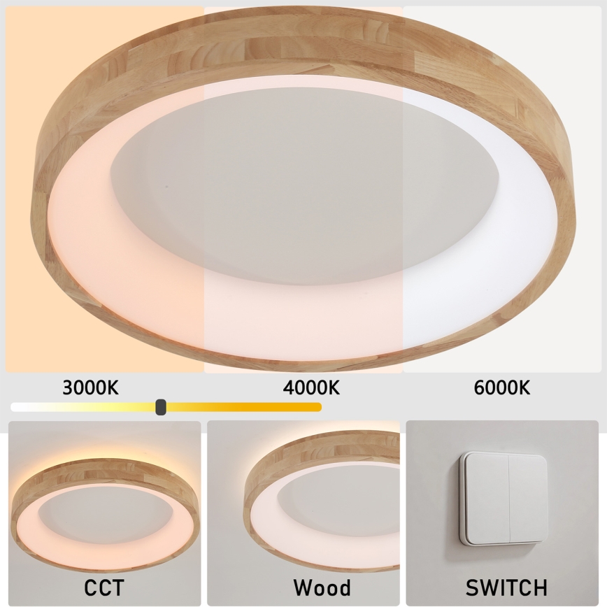 Brilagi - LED таванно осветително тяло FALCON WOOD LED/40W/230V 3000/4000/6000K Ø 60 cm дървено