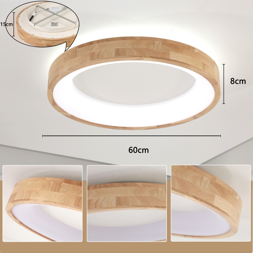 Brilagi - LED таванно осветително тяло FALCON WOOD LED/40W/230V 3000/4000/6000K Ø 60 cm дървено