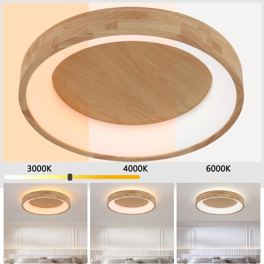 Brilagi - LED таванно осветително тяло FALCON WOOD LED/40W/230V 3000/4000/6000K диаметър 60 см, дървено