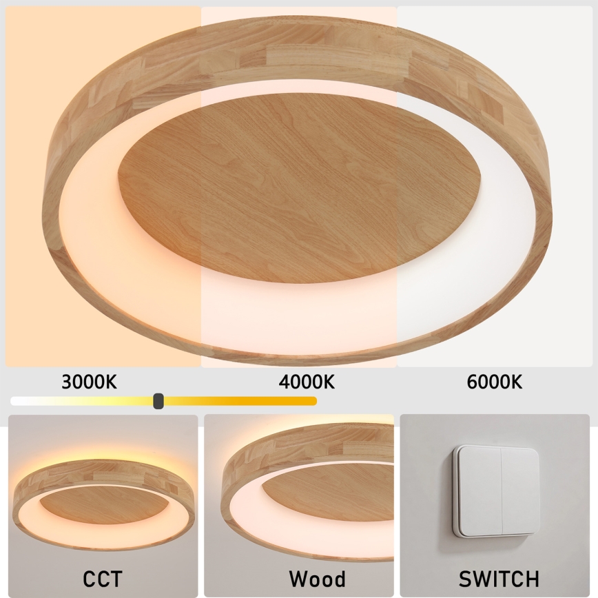 Brilagi - LED таванно осветително тяло FALCON WOOD LED/40W/230V 3000/4000/6000K диаметър 60 см, дървено