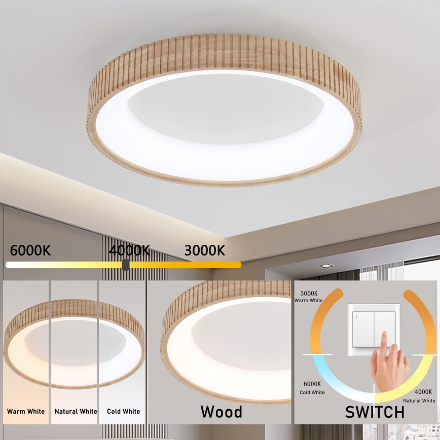 Brilagi - LED таванно осветително тяло FALCON WOOD MODERN LED/40W/230V 3000/4000/6000K диаметър 60 см, дървено