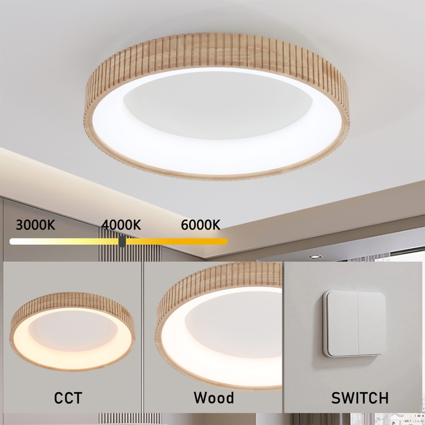 Brilagi - LED таванно осветително тяло FALCON WOOD MODERN LED/40W/230V 3000/4000/6000K диаметър 60 см, дървено