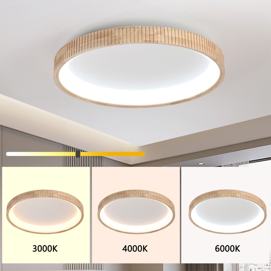 Brilagi - LED плафон FALCON WOOD MODERN LED/60W/230V 3000/4000/6000K Ø 80 см, дървен