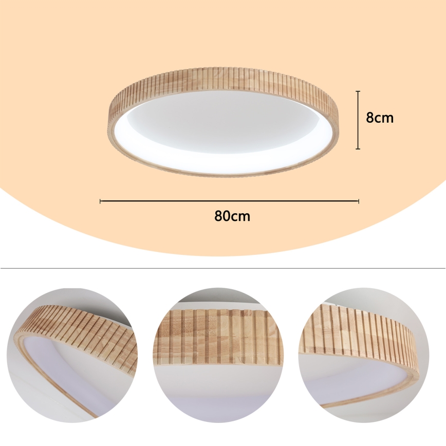 Brilagi - LED плафон FALCON WOOD MODERN LED/60W/230V 3000/4000/6000K Ø 80 см, дървен