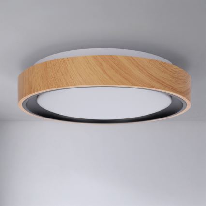 Brilagi - LED таванен плафон FLOCO LED/24W/230V диам. 30 см дървесен декор/черен