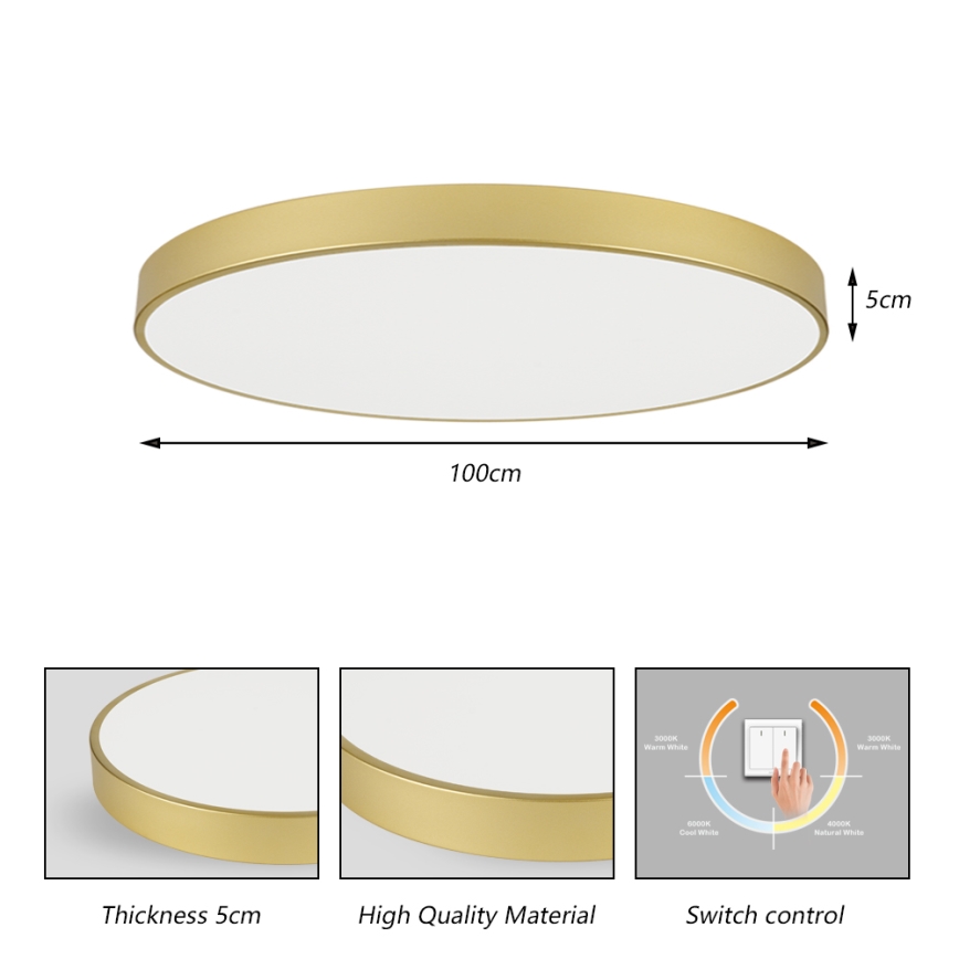 Brilagi - LED таванно осветително тяло POOL LED/128W/230V 3000/4000/6000K pr. 100 cm златисто