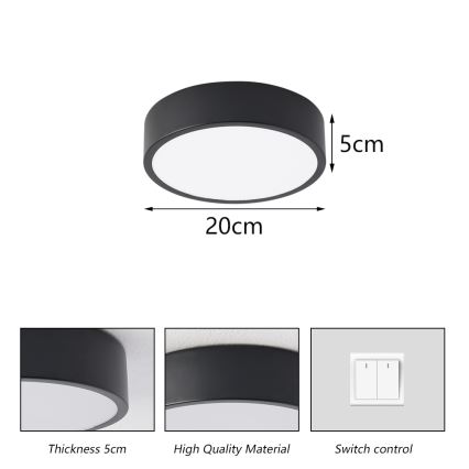 Brilagi - LED таванно осветително тяло POOL LED/18W/230V 3000/4000/6000K Ø 20 см черно