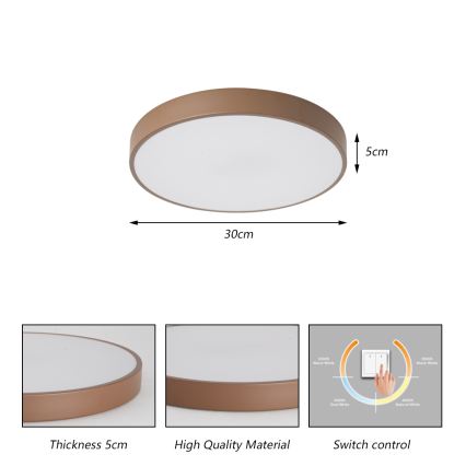 Brilagi - LED таванно осветително тяло POOL LED/36W/230V 3000/4000/6000K Ø 30 см кафяво