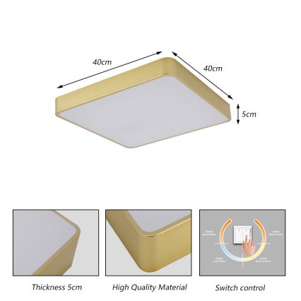 Brilagi - LED таванно осветително тяло POOL LED/36W/230V 3000/4000/6000K 40x40 см златисто