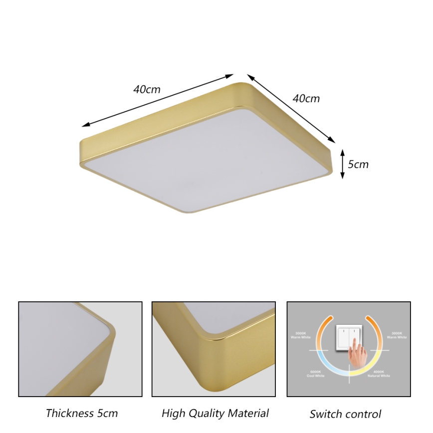 Brilagi - LED таванно осветително тяло POOL LED/36W/230V 3000/4000/6000K 40x40 см златисто