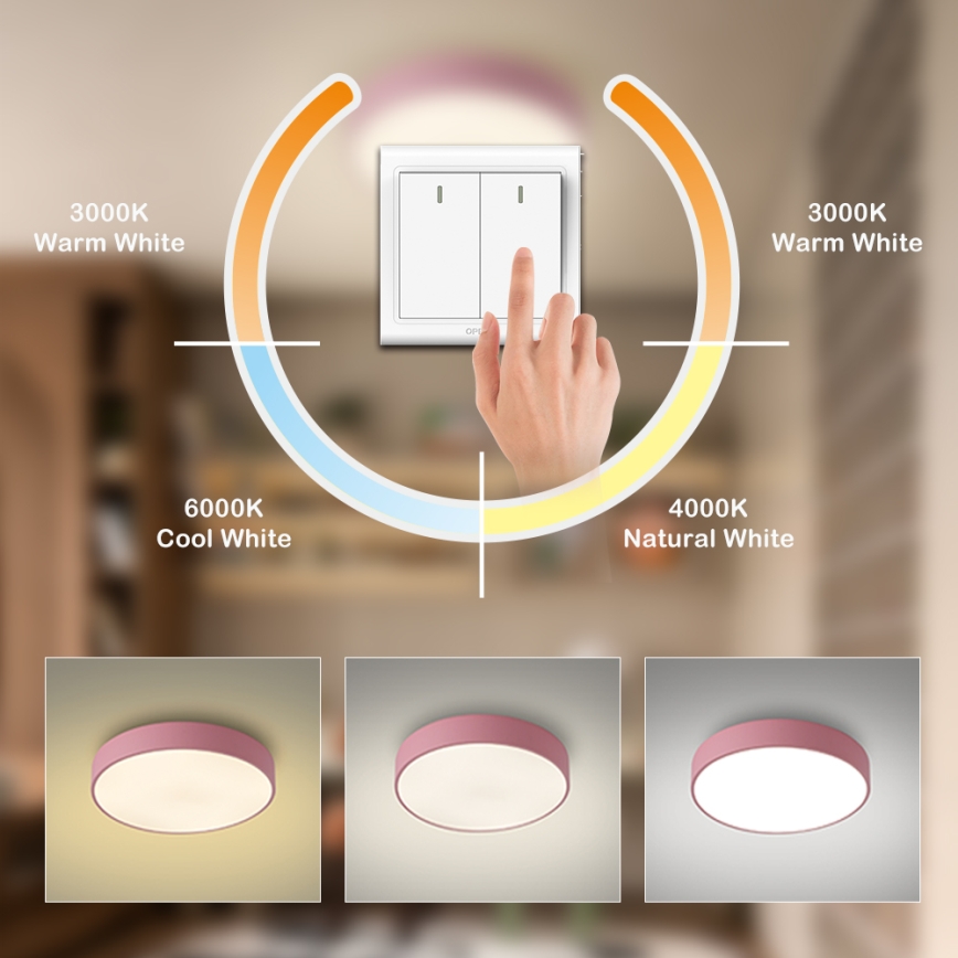 Brilagi - LED таванно осветително тяло POOL LED/48W/230V 3000/4000/6000K, диаметър 40 см, розово