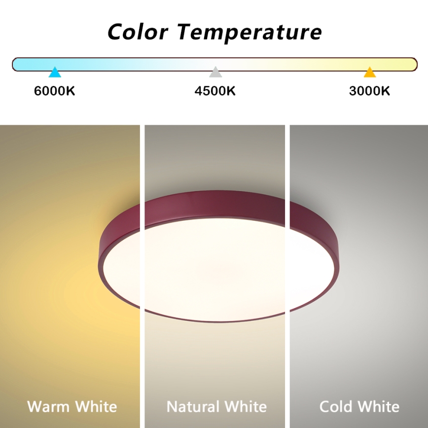 Brilagi - LED таванен плафон POOL LED/48W/230V 3000/4000/6000K Ø 40 cm бордо