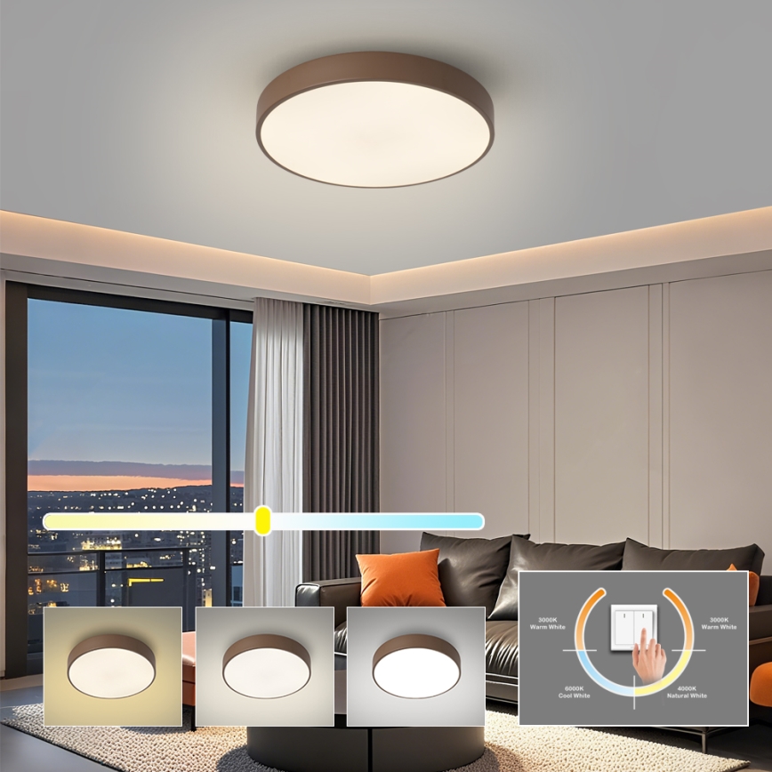 Brilagi - LED таванно осветително тяло POOL LED, 48 W, 230 V, 3000/4000/6000 K, Ø 40 см, кафяво