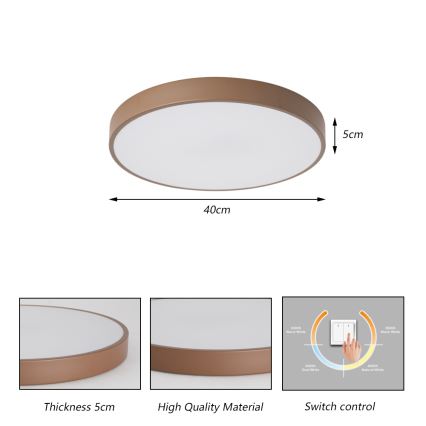 Brilagi - LED таванно осветително тяло POOL LED, 48 W, 230 V, 3000/4000/6000 K, Ø 40 см, кафяво