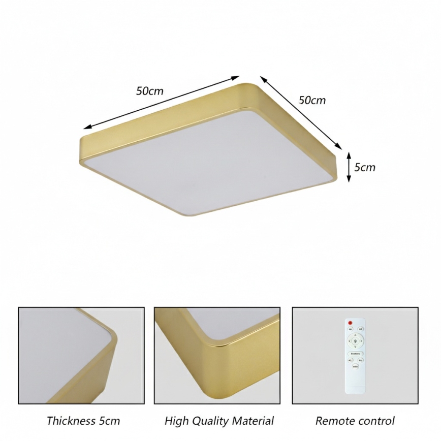 Brilagi - LED таванно осветително тяло POOL LED/48W/230V 3000/4000/6000K 50x50 cm златисто