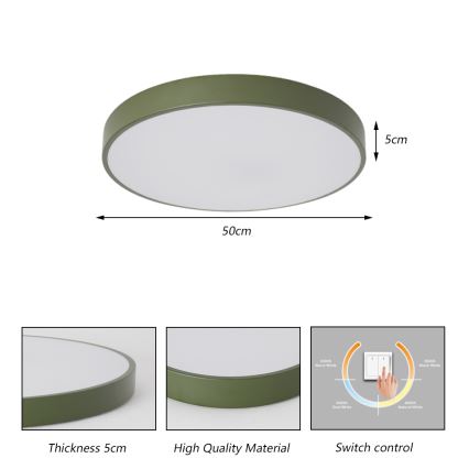 Brilagi - LED таванен плафон POOL, 60W, 230V, 3000/4000/6000K, Ø 50 см, зелен