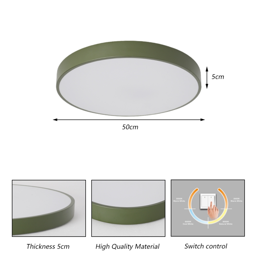 Brilagi - LED таванен плафон POOL, 60W, 230V, 3000/4000/6000K, Ø 50 см, зелен