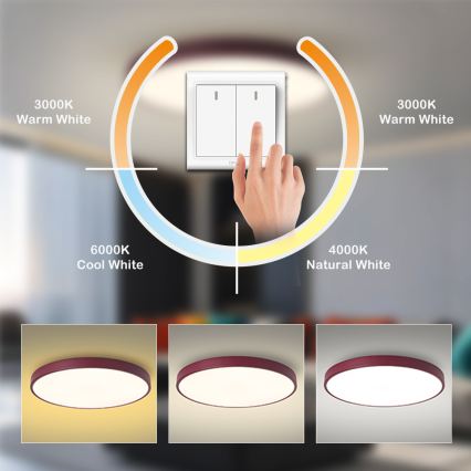 Brilagi - LED таванно осветително тяло POOL LED/60W/230V 3000/4000/6000K Ø 60 см бордо