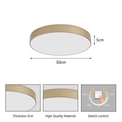 Brilagi - LED таванно осветително тяло POOL LED/60W/230V 3000/4000/6000K, диаметър 50 см, златисто