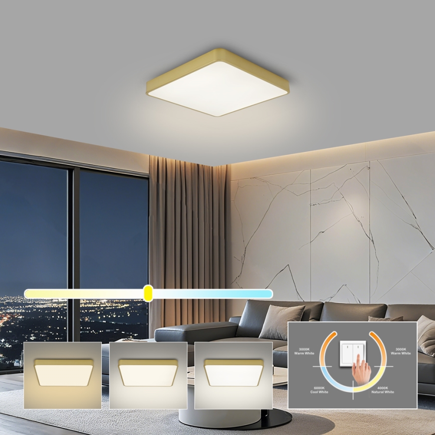 BRILAGI - LED таванно осветително тяло POOL SQUARE LED/36W/230V 3000/4000/6000K 40x40 см златисто