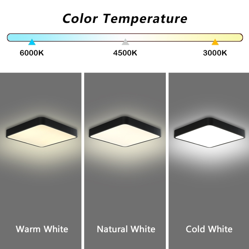 Brilagi - LED плафон POOL SQUARE LED/48W/230V 3000/4500/6000K 50x50 см черен
