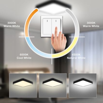 Brilagi - LED плафон POOL SQUARE LED/48W/230V 3000/4500/6000K 50x50 см черен