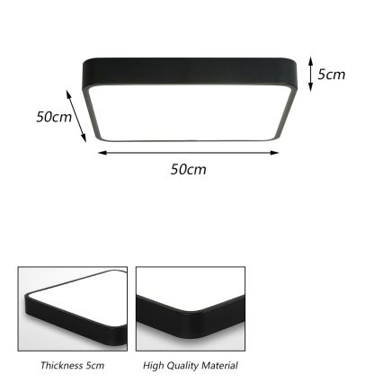 Brilagi - LED плафон POOL SQUARE LED/48W/230V 3000/4500/6000K 50x50 см черен