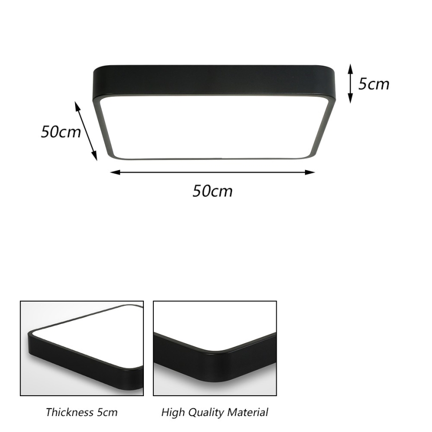 Brilagi - LED плафон POOL SQUARE LED/48W/230V 3000/4500/6000K 50x50 см черен