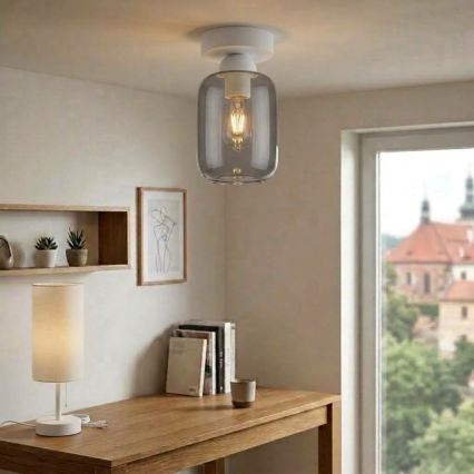 BRILAGI - LED Таванно осветително тяло RETRO GLASS 1xE27/60W/230V Ø 14 см бяло/опушено сиво
