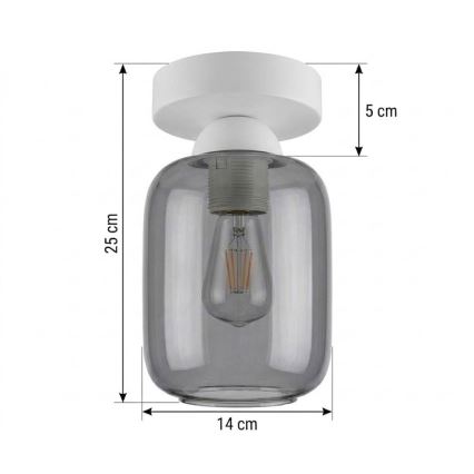 BRILAGI - LED Таванно осветително тяло RETRO GLASS 1xE27/60W/230V Ø 14 см бяло/опушено сиво