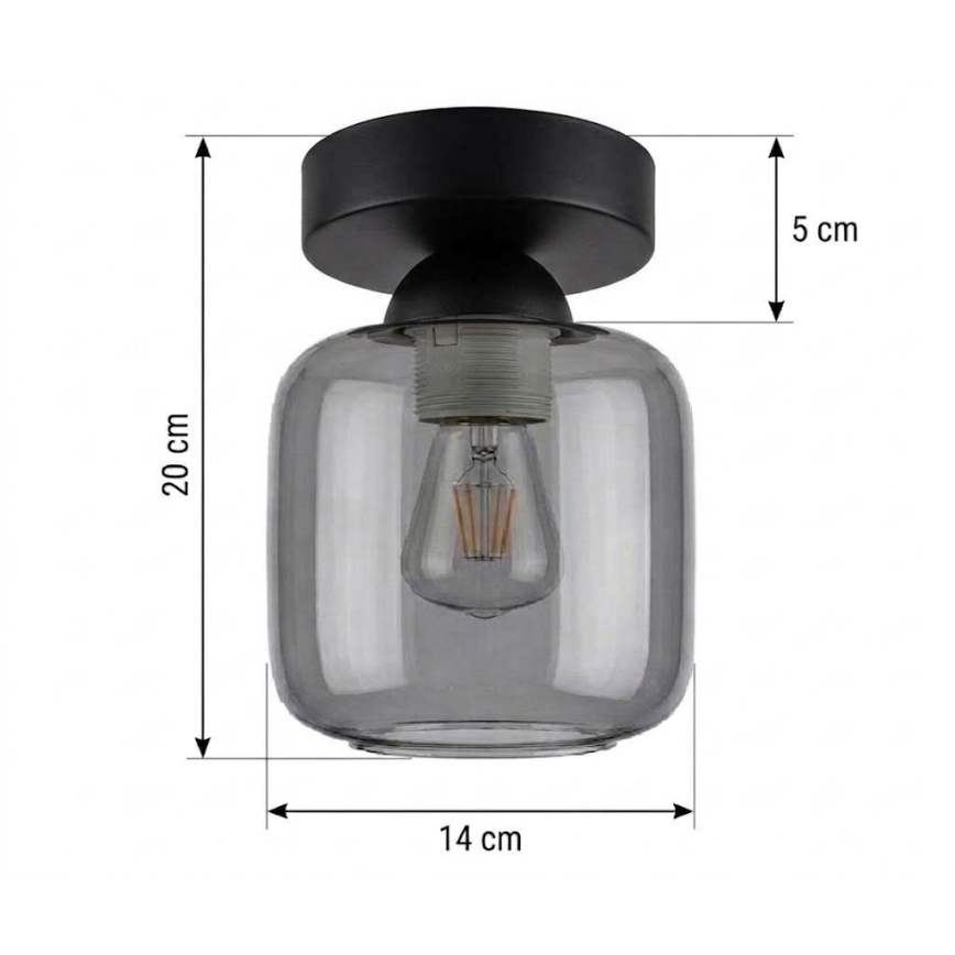 BRILAGI - LED таванно осветително тяло RETRO GLASS 1xE27/60W/230V Ø 14 см черно/опушено сиво
