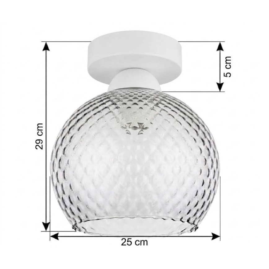 BRILAGI - LED таванно осветително тяло RETRO GLASS 1xE27/60W/230V Ø 25 cm бяло/димчато сиво