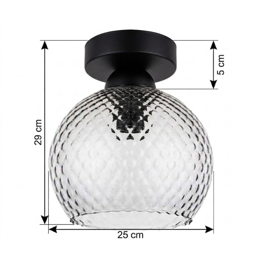 BRILAGI - LED таванно осветително тяло RETRO GLASS 1xE27/60W/230V Ø 25 см черно/димчато сиво