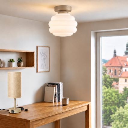 BRILAGI - LED таванно осветително тяло RETRO GLASS 1xE27/60W/230V, диаметър 20 см, бежово/бяло