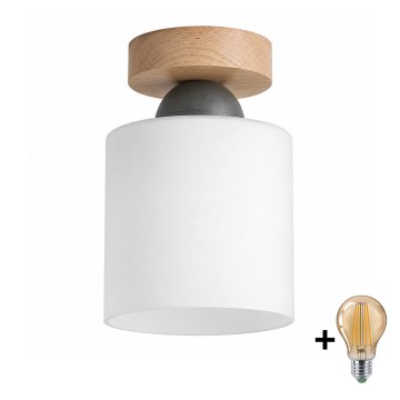 BRILAGI - LED таванно осветително тяло RETRO GLASS 1xE27/60W/230V Ø 10 см дъб/бял
